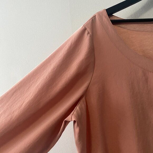 MarlaWynne Peach Bronze Toned Button Front Long Sleeve Tunic Shirt - Picture 6 of 13